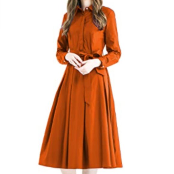Zredurn Womens Elegant Pleated Shirt Dress - Picture 1 of 7